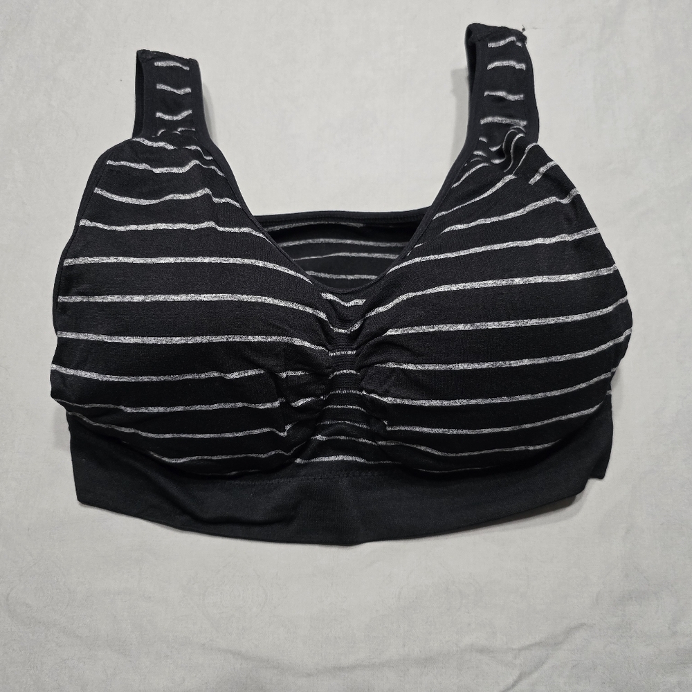 Striped Black and Grey Women's Activity Bra